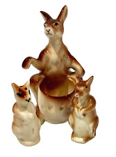 Vintage Japan Kangaroo Mom Twin Joey Baby Salt & Pepper Shakers Kitschy Ceramic picture