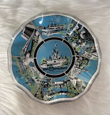 Vintage Walt Disney World 70s Glass Candy Dish Ashtray Plate Bowl Magic Kingdom picture