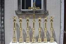 Large Gothic Candlesticks and Altar Cross Set picture