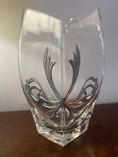 Les Etains Potstainiers Belgian Vase Pewter Crystal Signed Art Nouveau 9.5” picture
