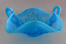 Fenton Opalescent Blue Candy or Nut Dish with Handles Vintage picture