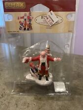 Lemax Santa And 2 Elves Snow Christmas Village Resin Figurine picture