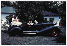 Original Old Vintage Outdoor Picture 1934 Packard Car Ladies Gentleman 1950s USA picture