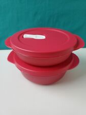 Tupperware CrystalWave Duo Round Bowl  Microwave 2.25 & 1.50 Cup Set New picture