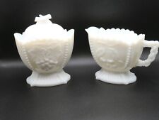Westmoreland Vintage Milk Glass Cream and Sugar Set Grapes and Cherries picture