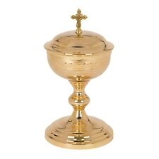 Orthodox 24 kt Gold Plate Brass Acid Etched Grapes Ciborium with Lid Set 9.5 In picture