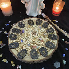 Wooden Witches Runes Stone Set, Engraved Rune Symbol For Meditation Divination picture