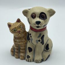 2003 Vaillancourt Folk Art Dog & Orange Cat #58 Figurine Chalkware 3.75