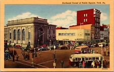 Linen Postcard Northeast Corner of Public Square in York, Pennsylvania picture