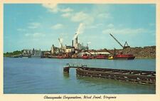 Postcard VA West Point Chesapeake Corporation Factory Smoking Stacks Ships picture