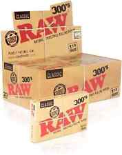 😎RAW 300's CLASSIC NATURAL UNREFINED ROLLING PAPERS FULL BOX 1 1/4 -✨ 20 Packs✨ picture