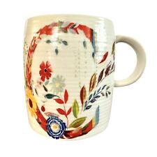 Anthropologie Starla Halfmann Designer Floral Monogram Coffee Cup Mug “C” picture