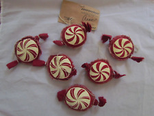 PEPPERMINT CANDY Ornament 6pc Primitives by Kathy vintage style graphic 16693 picture