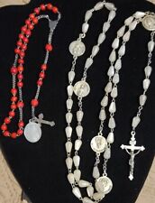 Vintage Estate Rosary W/Medals Lot 2pc Religious Crucifix Catholic Prayer Bead   picture