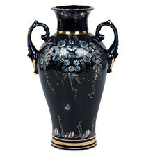 Gzhel Porcelain Flower Vase Hand Painted in Russia,Cobalt Blue, 13.6