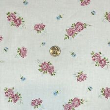 Vtg Floral Feed Sack Pink & Blue Flowers Green White Cotton Feedsack 50