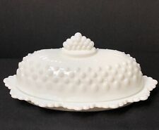 Fenton Milk White Glass Hobnail Covered Butter Dish - Please Read picture