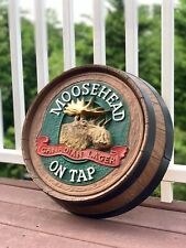 Vintage Moosehead Canadian Lager On Tap Beer 3D Bar Barrel Head Sign Mancave picture