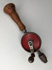 Vintage Defiance Beater Hand Drill Wood Handle With Drill Bit Compartment USA picture