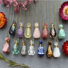 Natural Gemstone Quartz Crystal Perfume Bottles Pendant Necklace Healing Chakra picture