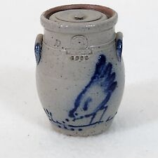 Vintage 1992 Rowe Pottery Works Miniature Salt Glaze Lidded Two Handle Crock 2