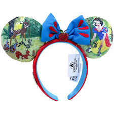 DisneyParks 100 Decades Snow White Minnie Mouse Blue Bow Ears Headband Ears picture