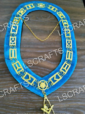 Masonic Master Masons Blue Lodge Gold Collar Chain +Junior Deacon Jewel picture