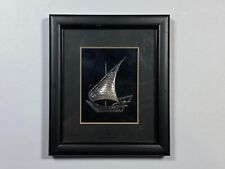 .925 Silver - Unique Framed  and Matted Saudi Arabian Dhow Figurine picture