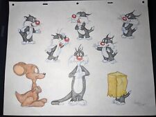 LOONEY TUNES Animation Cel art SYLVESTER CAT VIRGIL ROSS MODEL SHEET Cartoons X3 picture