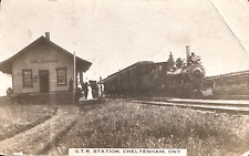 ~1904-18 GRAND TRUNK RAILWAY STATION CHELTENHAM ONTARIO CANADA RPPC POSTCARD picture