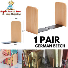 Wooden Bookends Book Support Organizer Shelves Simple Book Stand Beech 1 Pair picture