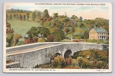 Postcard Old Stone Bridge Carrying National Highway Over Buffalo Creek VA 1933 picture