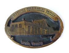 Wyoming Territorial Prison Laramie Wyoming WY Brass Belt Buckle 1987 Limited Ed picture
