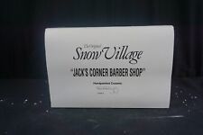 Dept 56 Snow Village Jack's Corner Barber Shop #5406-2 Retired 1991 Lighted NEW picture