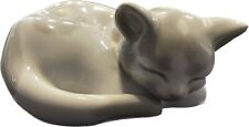 Gray & White Porcelain Ceramic Sleeping Kitten Made in Spain Small 3.5x5