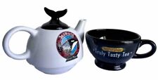 Sea World Ceramic Teapot Cup Set Truly Tasty Shamu Whale Tail Lid Souvenir picture