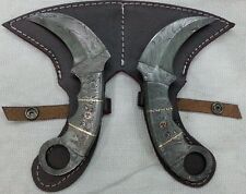 Custom Handmade Knife King's Damascus Steel double side sharp Karambit pair picture