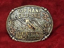 CHAMPION TROPHY BUCKLE PRO RODEO CALF ROPING☆CALIFORNIA TOP HAND☆1996☆RARE☆J83 picture