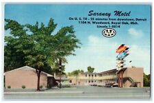 c1940's Saranay Motel Building Cottages Classic Cars Royal Oak Michigan Postcard picture