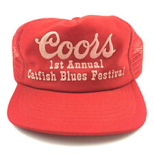 Vtg Coors Catfish Blues Festival Cap Beer Mesh Snap Back Trucker Baseball Hat picture
