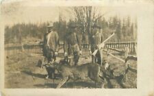 1908 Rural Life 3 men in hats with dog rifles RPPC Photo Postcard 21-10224 picture