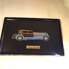 Vtg Courac of Monterey MCM Inlay Tray Antique Automobile Car Hispano-Suiza 1928 picture