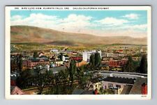 Klamath Falls OR-Oregon, Aerial Of Town Area, Highway, Vintage c1932 Postcard picture