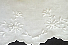 Antique Linen Huck Damask Towel with Hand Embroidered Scalloped Edges VV629 picture