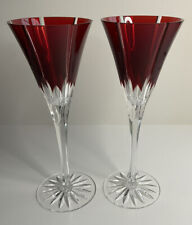 AJAR Castile Ruby Red Wine Glass Lead Crystal Hungary Wedding Ann Gift Lot of 2 picture