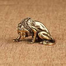 Tabletop Figurine Brass Lion Animal Statue Small Sculpture Home Decor Gifts picture