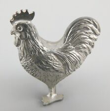 Miniature Rooster Chicken Metal Figurine Marked TT Vtg 1-1/8