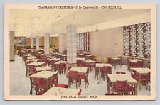 The Harmony Cafeteria Chicago IL Pine Palm Dinning Room Linen Postcard No 3279 picture
