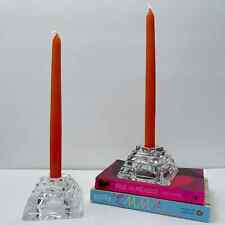 Two Vintage JG Durand Crystal Twisted Pyramid Candle Holders picture