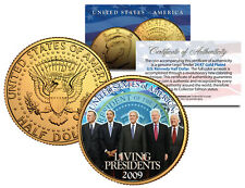 LIVING PRESIDENTS 24K Gold Plated JFK Half Dollar Coin BUSH CLINTON Jimmy CARTER picture